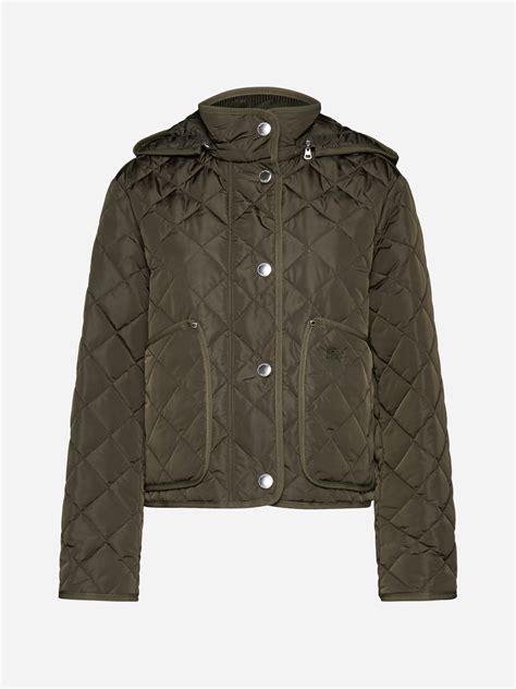 Quilted Nylon Coat in Dark military khaki 